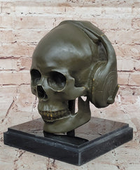 Skull with Headphones Bronze - Modern Gothic Music Art