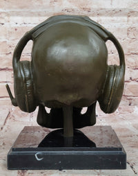 Skull with Headphones Bronze - Modern Gothic Music Art