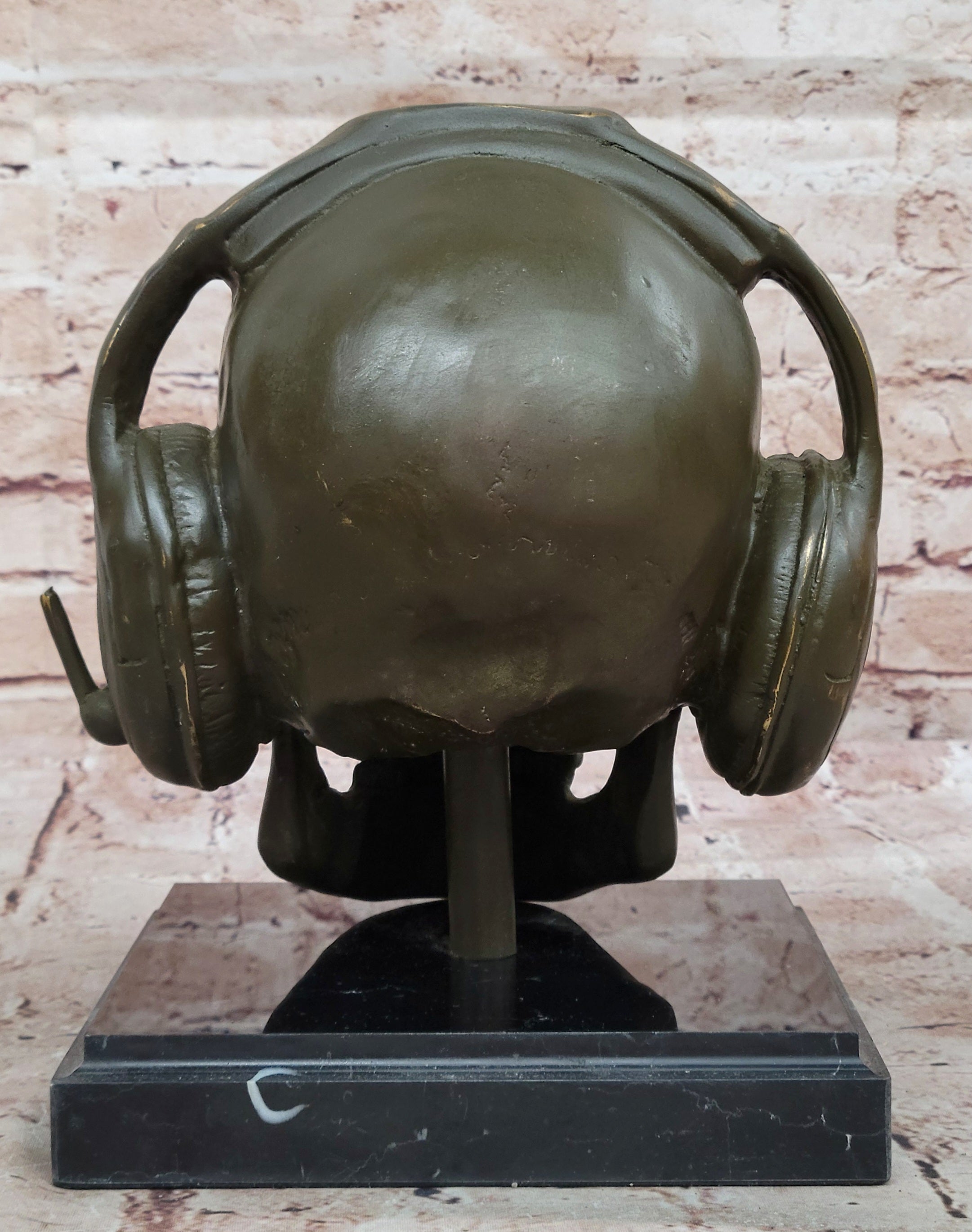 Skull with Headphones Bronze - Modern Gothic Music Art