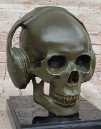 Skull with Headphones Bronze - Modern Gothic Music Art