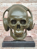 Skull with Headphones Bronze - Modern Gothic Music Art