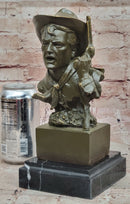 Cowboy Bronze Bust with Revolver – Western Americana Art