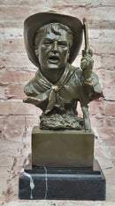 Cowboy Bronze Bust with Revolver – Western Americana Art