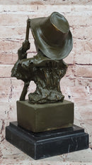 Cowboy Bronze Bust with Revolver – Western Americana Art