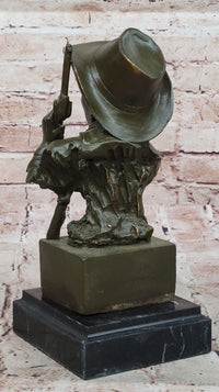 Cowboy Bronze Bust with Revolver – Western Americana Art