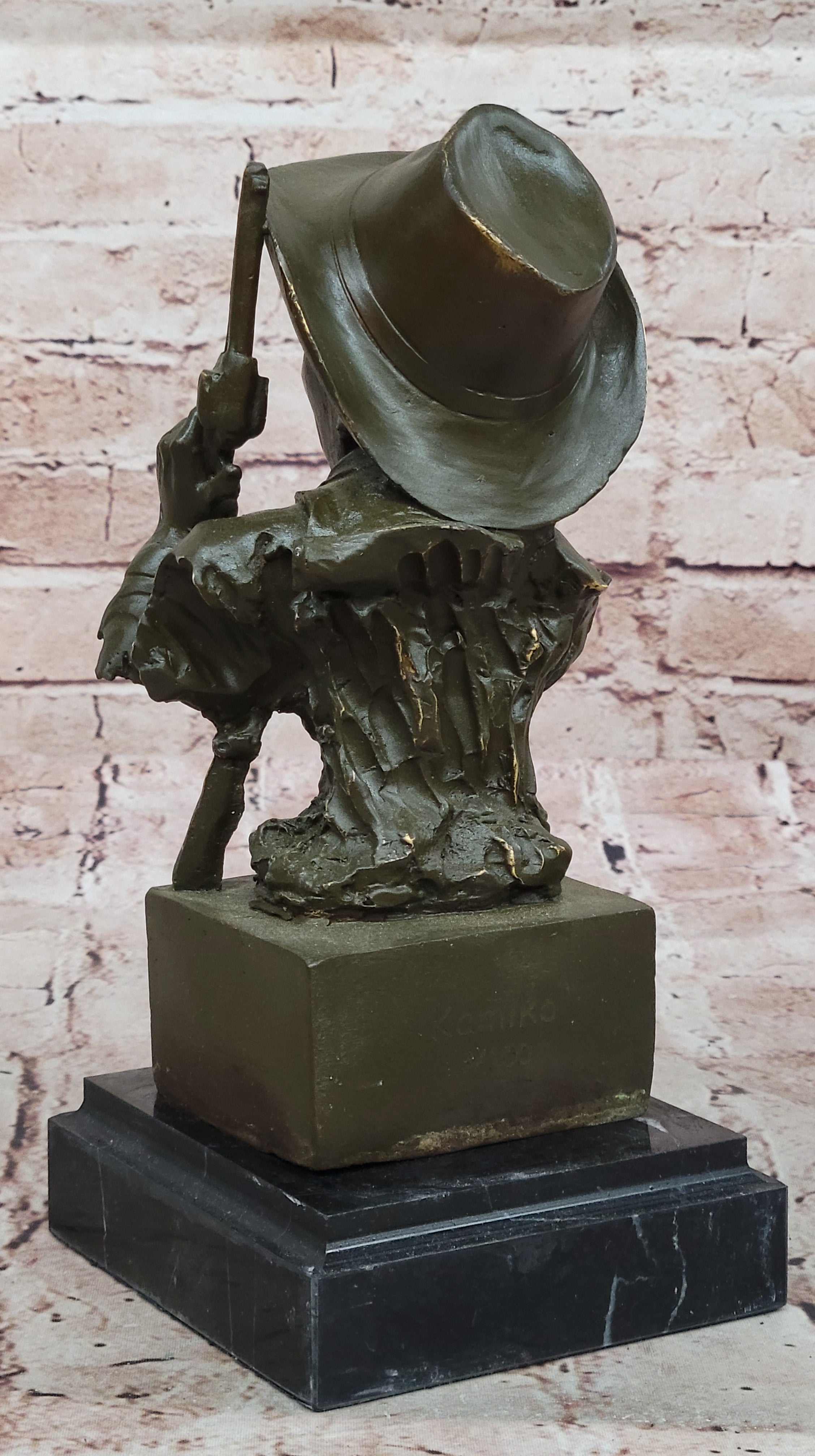 Cowboy Bronze Bust with Revolver – Western Americana Art