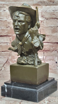 Cowboy Bronze Bust with Revolver – Western Americana Art