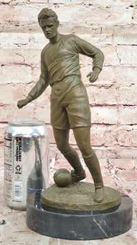 Soccer Player Bronze Sculpture - Dynamic Football Athlete