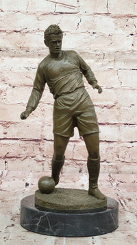 Soccer Player Bronze Sculpture - Dynamic Football Athlete