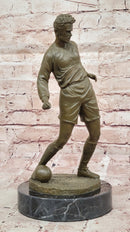 Soccer Player Bronze Sculpture - Dynamic Football Athlete