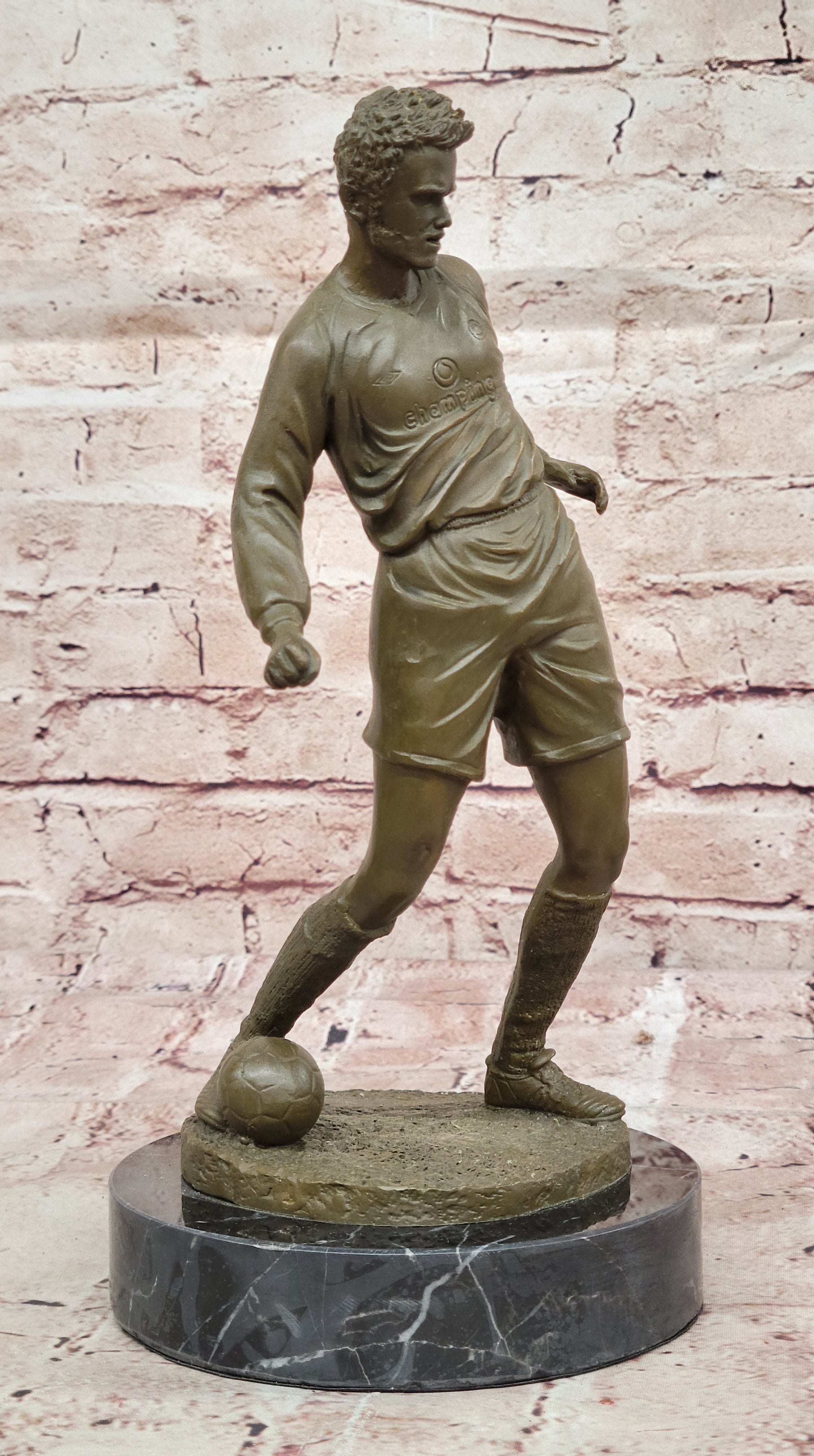 Soccer Player Bronze Sculpture - Dynamic Football Athlete