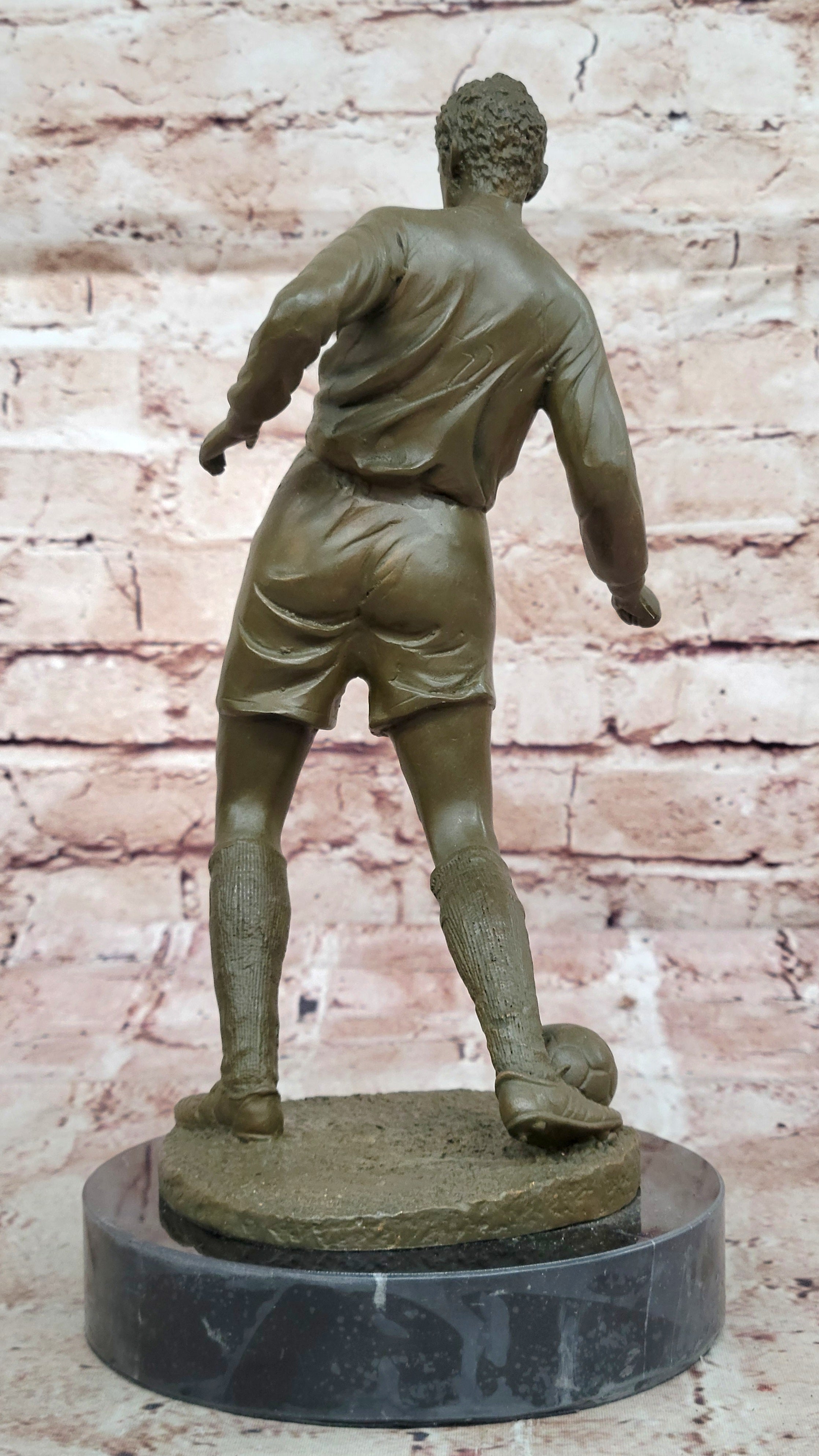 Soccer Player Bronze Sculpture - Dynamic Football Athlete