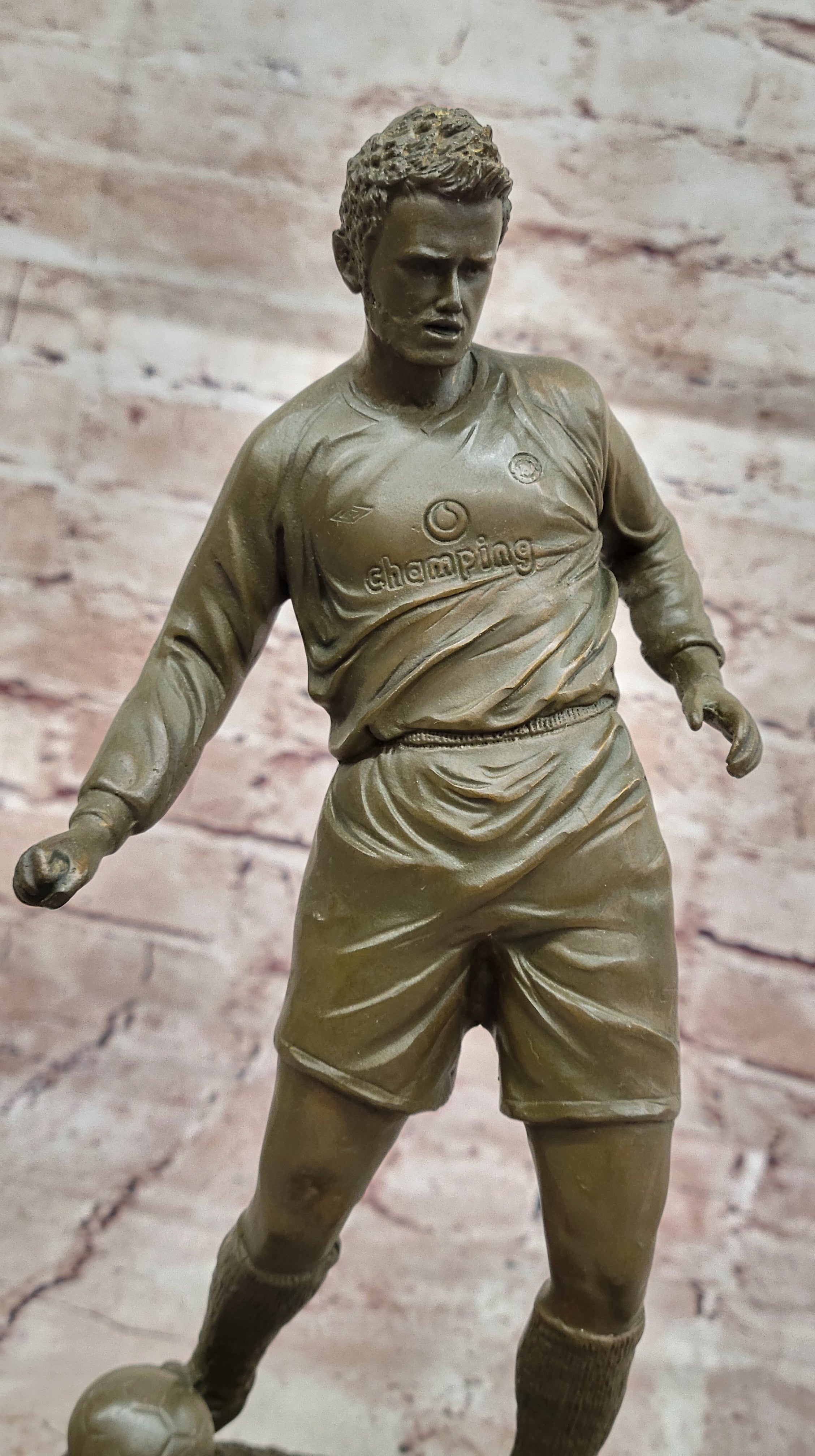 Soccer Player Bronze Sculpture - Dynamic Football Athlete
