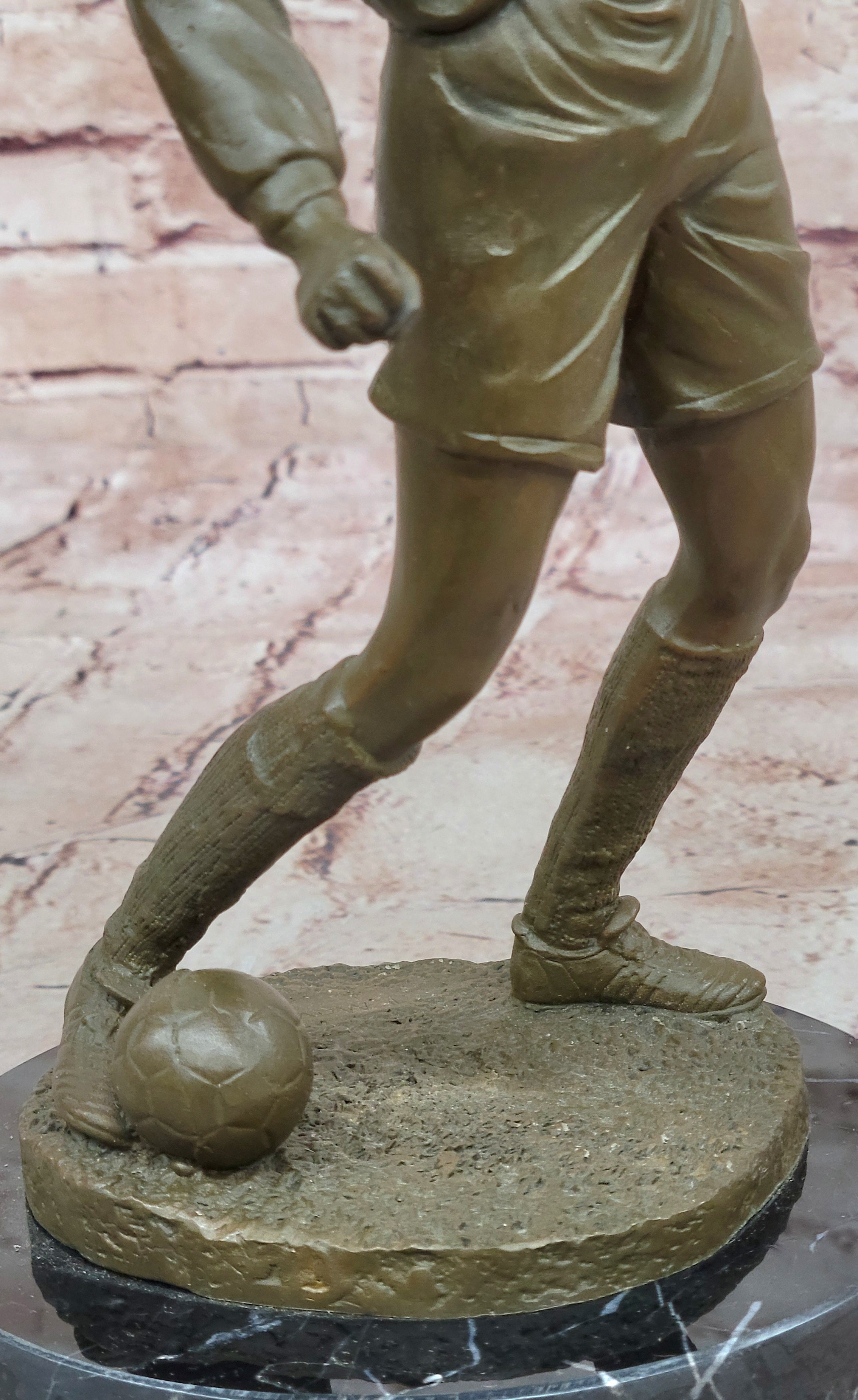 Soccer Player Bronze Sculpture - Dynamic Football Athlete