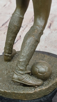 Soccer Player Bronze Sculpture - Dynamic Football Athlete