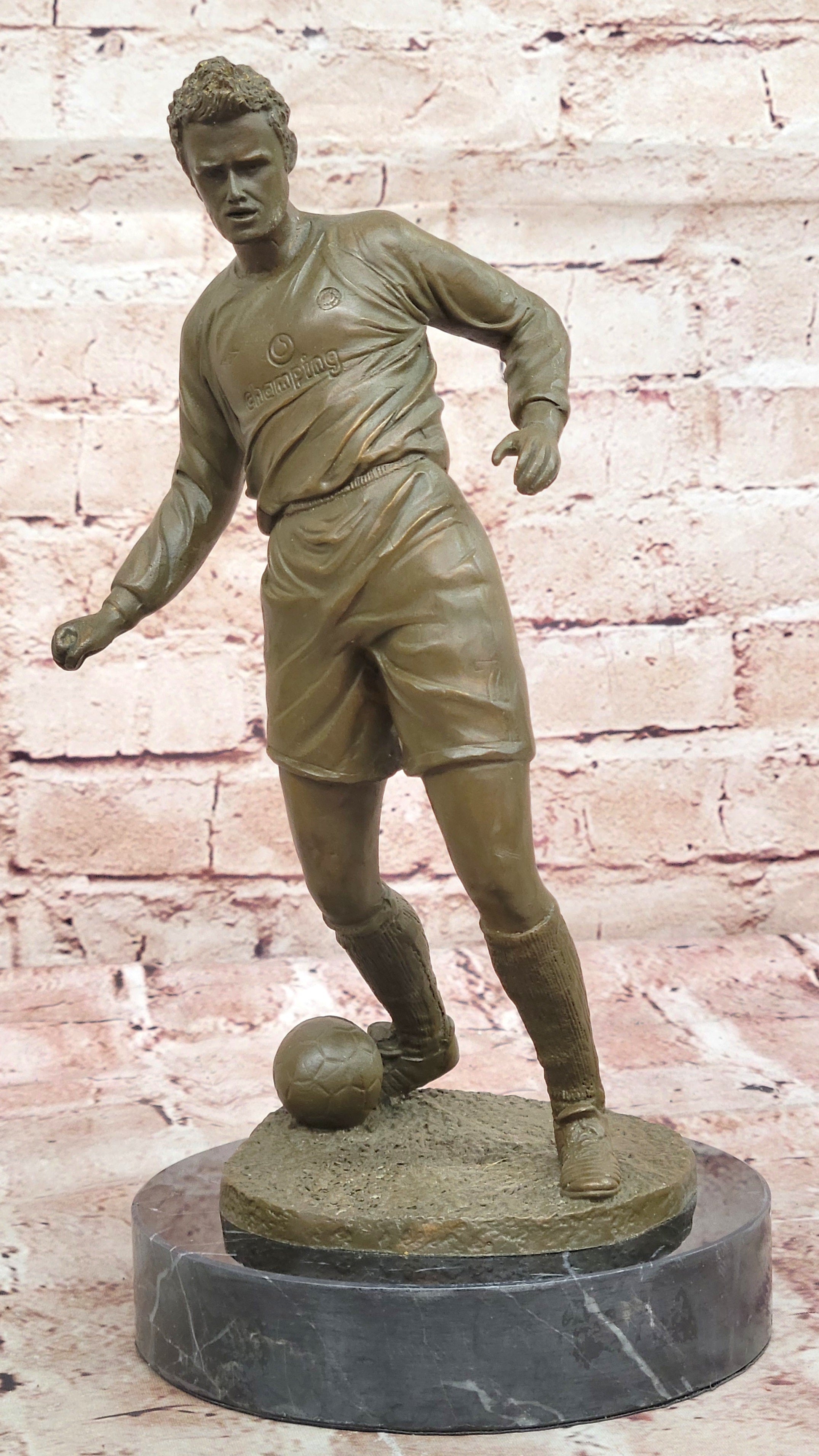 Soccer Player Bronze Sculpture - Dynamic Football Athlete