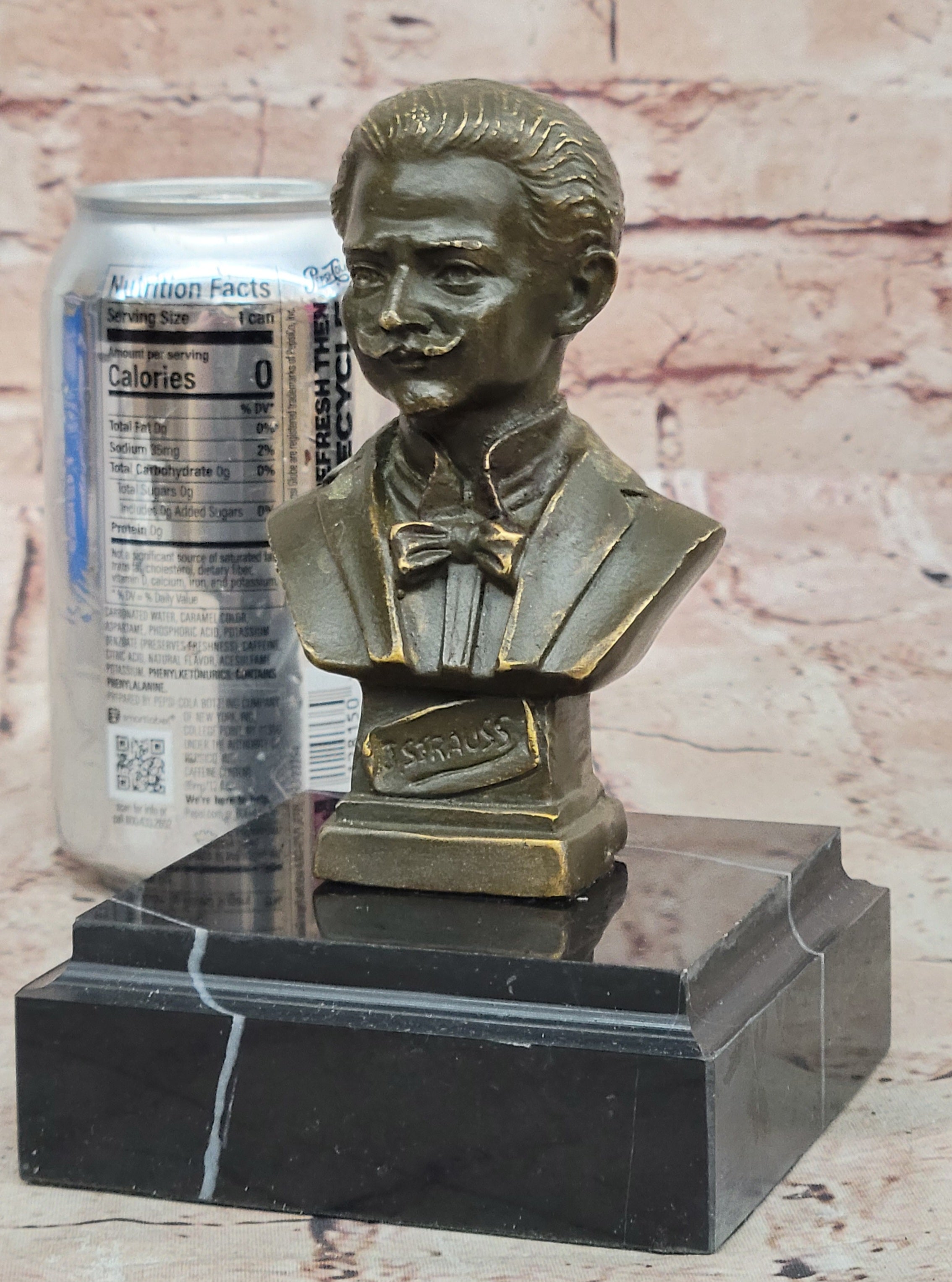 Johann Strauss Bronze Composer Bust on Marble Base