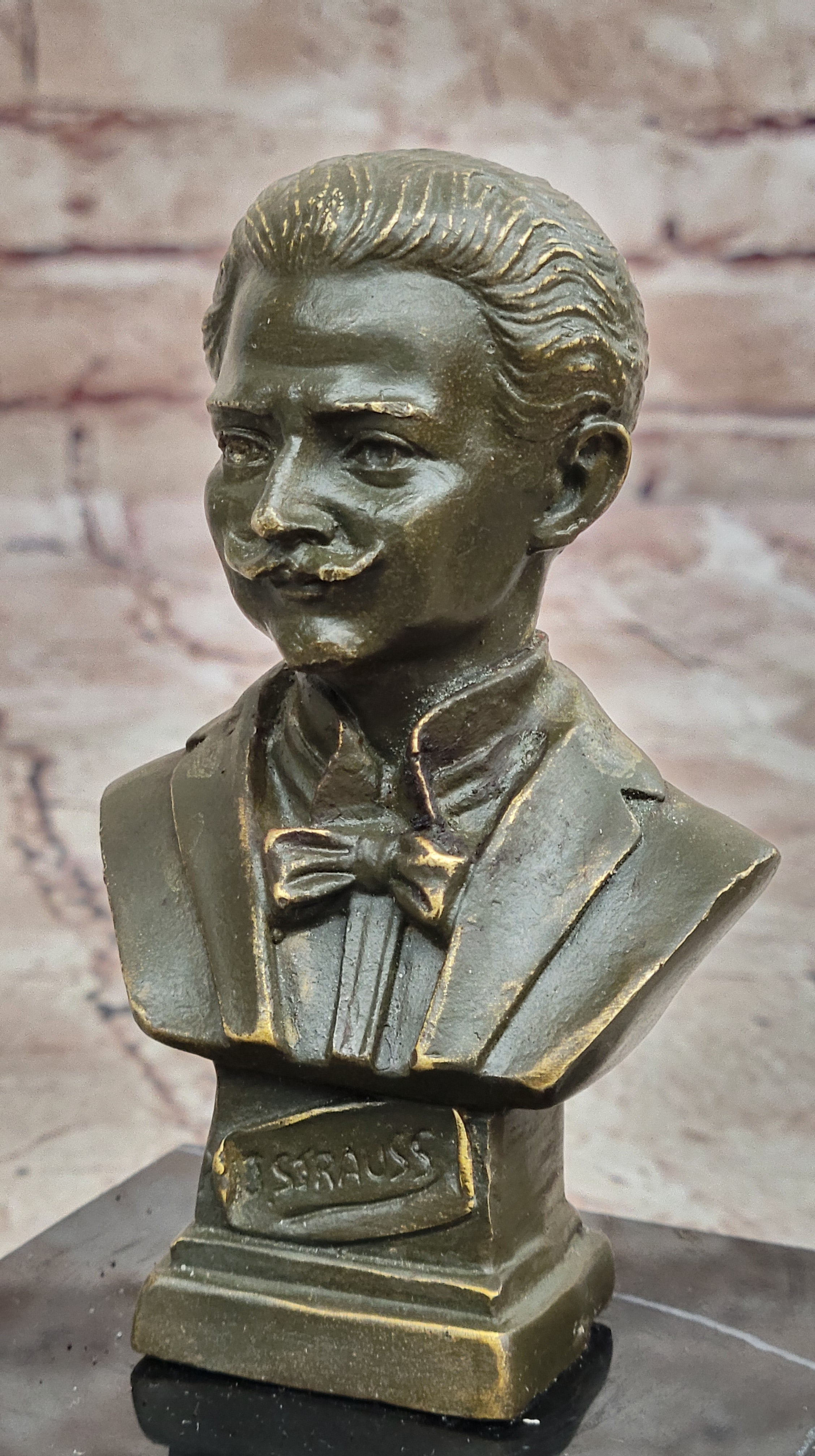 Johann Strauss Bronze Composer Bust on Marble Base