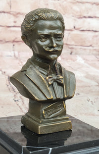 Johann Strauss Bronze Composer Bust on Marble Base