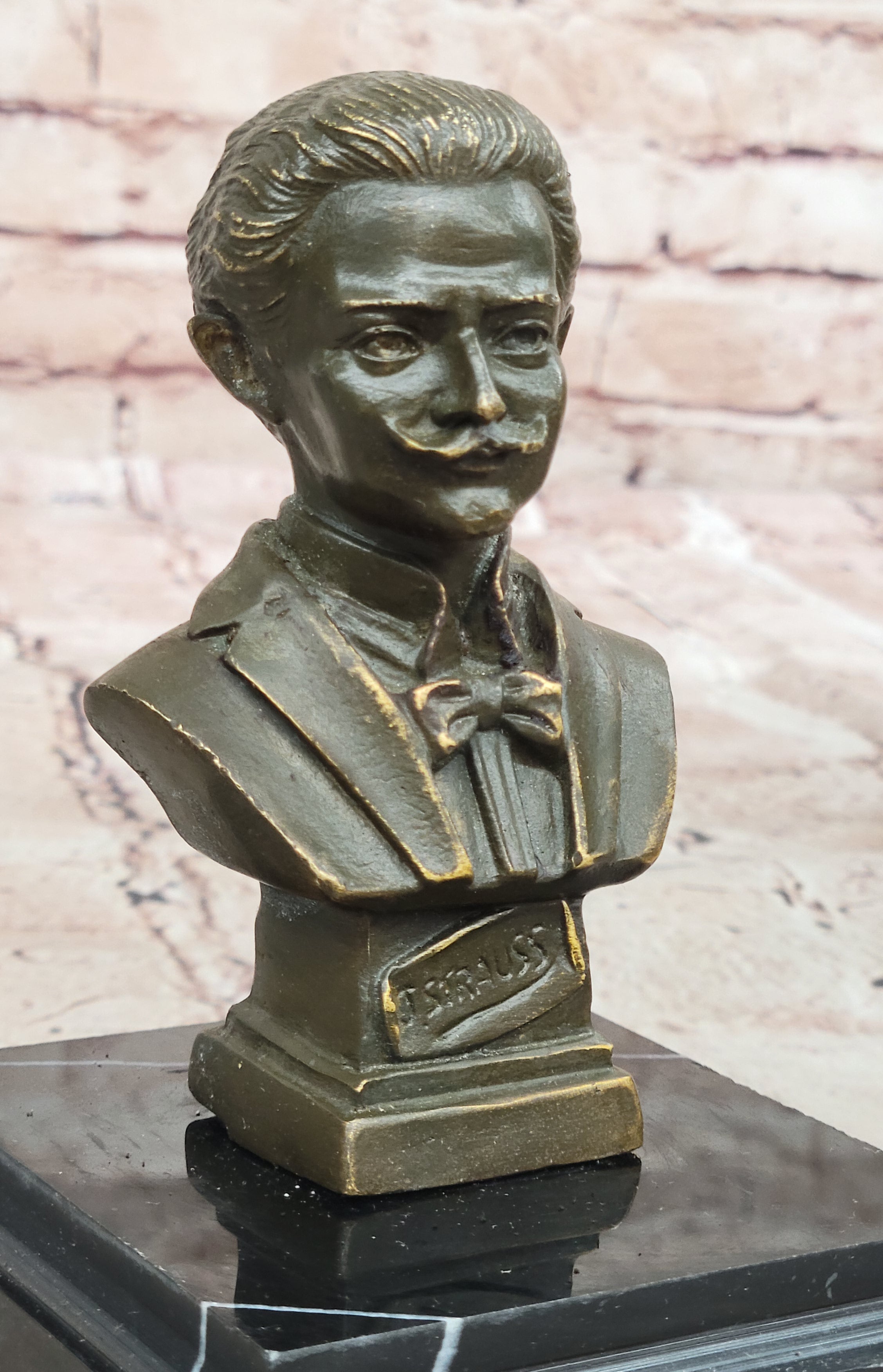 Johann Strauss Bronze Composer Bust on Marble Base