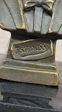 Johann Strauss Bronze Composer Bust on Marble Base