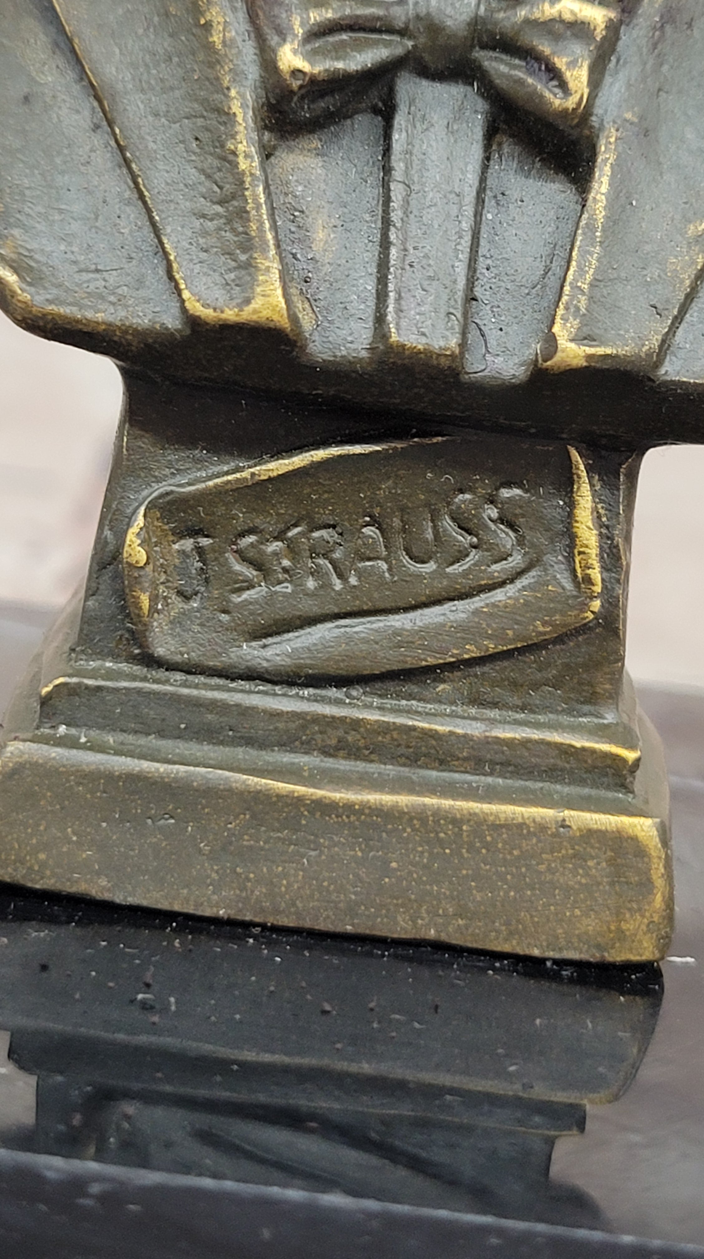 Johann Strauss Bronze Composer Bust on Marble Base