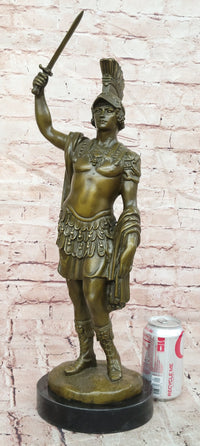 Signed Original Mavchi Roman Gladiator with Sword Genuine Bronze Sculpture