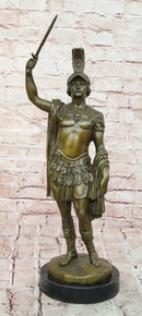 Signed Original Mavchi Roman Gladiator with Sword Genuine Bronze Sculpture