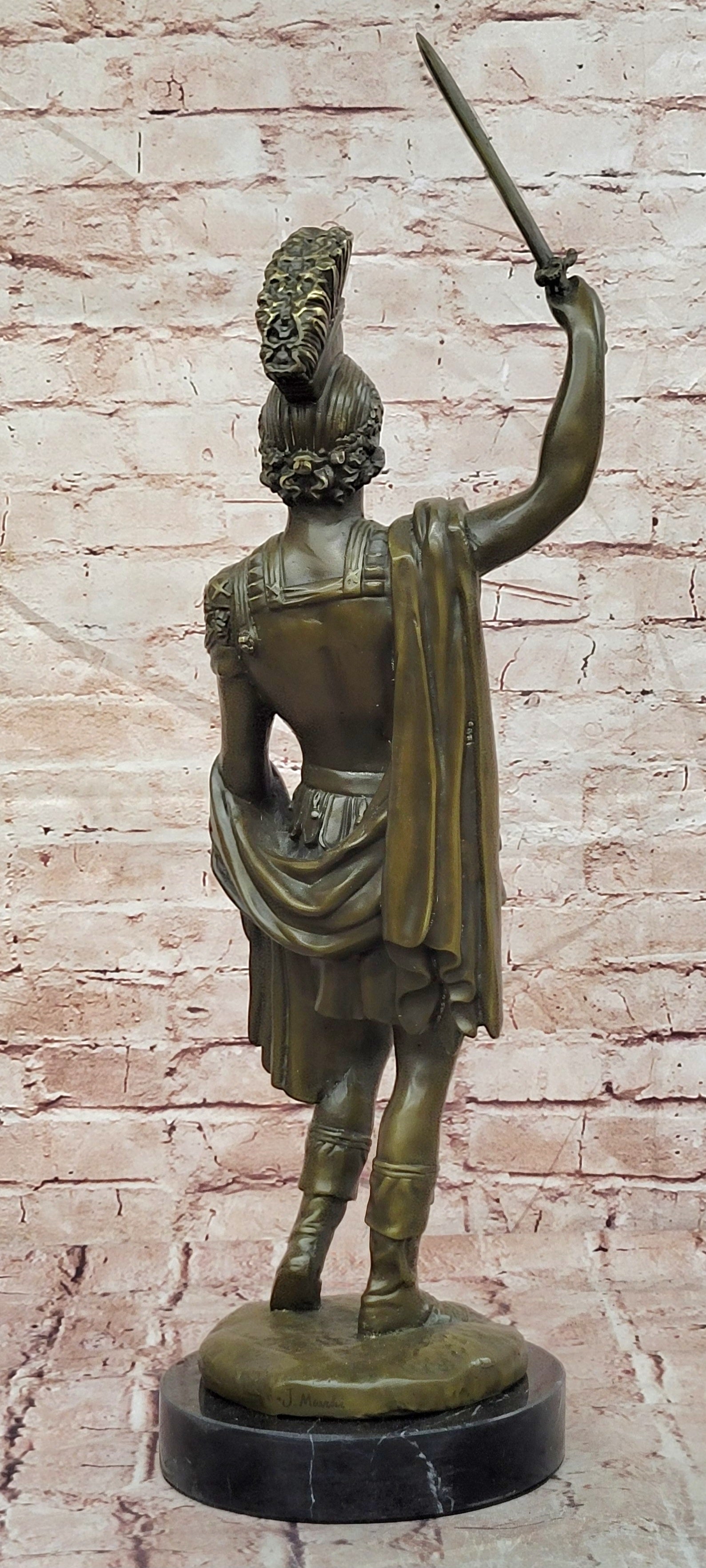 Signed Original Mavchi Roman Gladiator with Sword Genuine Bronze Sculpture