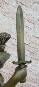 Signed Original Mavchi Roman Gladiator with Sword Genuine Bronze Sculpture