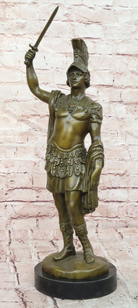 Signed Original Mavchi Roman Gladiator with Sword Genuine Bronze Sculpture