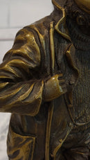 Signed Original Miguel Lopez Fisherman with Faithfull Dog Bronze Sculpture Statue
