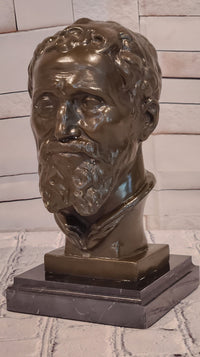 Signed Fisher Bust of Michael Angelo Genuine Bronze Sculpture Hand Made Statue