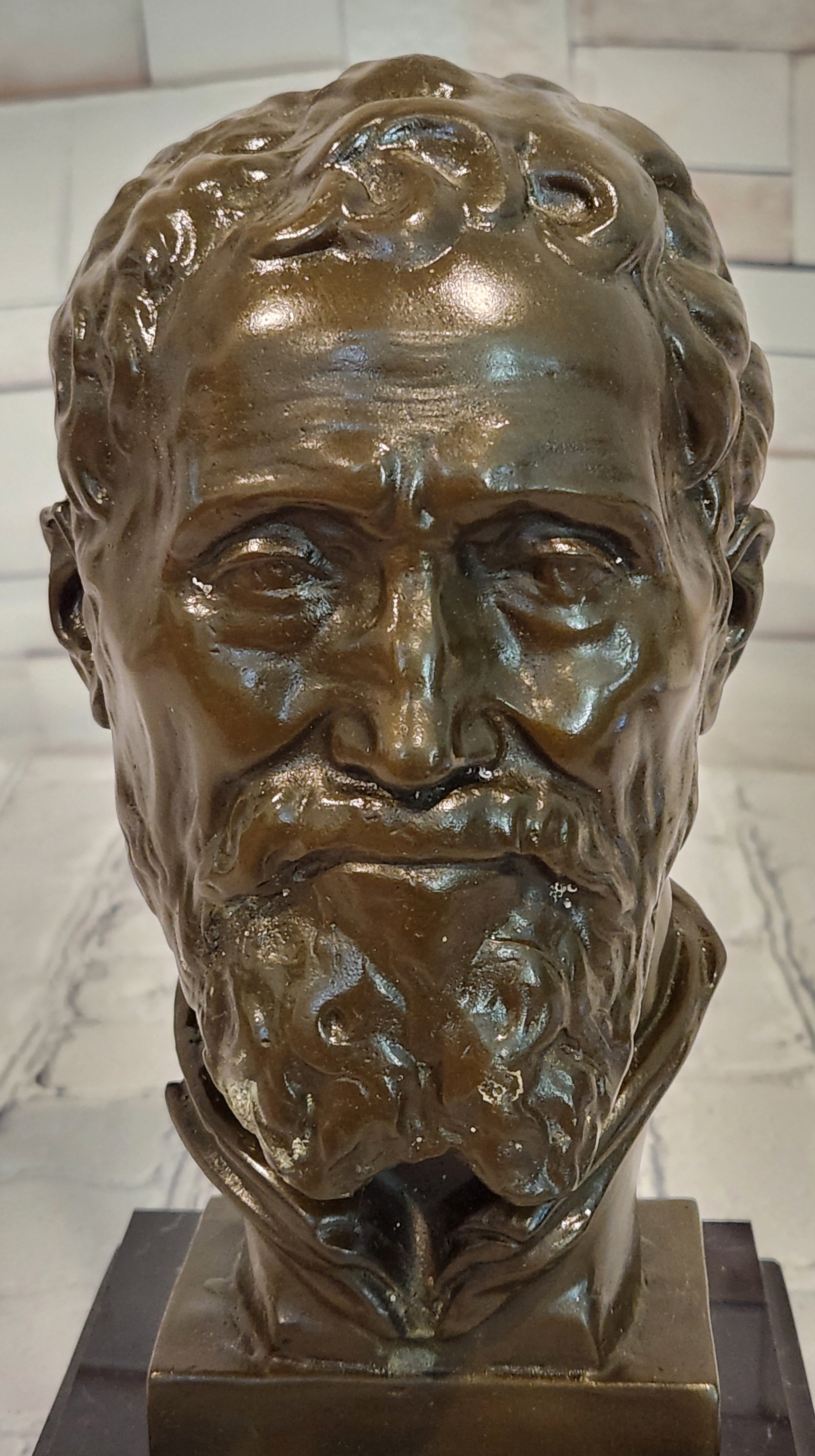 Signed Fisher Bust of Michael Angelo Genuine Bronze Sculpture Hand Made Statue