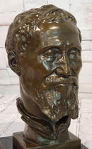 Signed Fisher Bust of Michael Angelo Genuine Bronze Sculpture Hand Made Statue