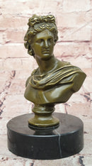 Neoclassical Bronze Sculpture Bust Apollo Signed Milo Original Artwork Figurine Statue