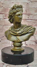 Neoclassical Bronze Sculpture Bust Apollo Signed Milo Original Artwork Figurine Statue
