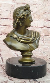 Neoclassical Bronze Sculpture Bust Apollo Signed Milo Original Artwork Figurine Statue