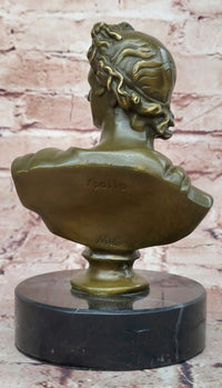 Neoclassical Bronze Sculpture Bust Apollo Signed Milo Original Artwork Figurine Statue