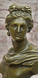 Neoclassical Bronze Sculpture Bust Apollo Signed Milo Original Artwork Figurine Statue