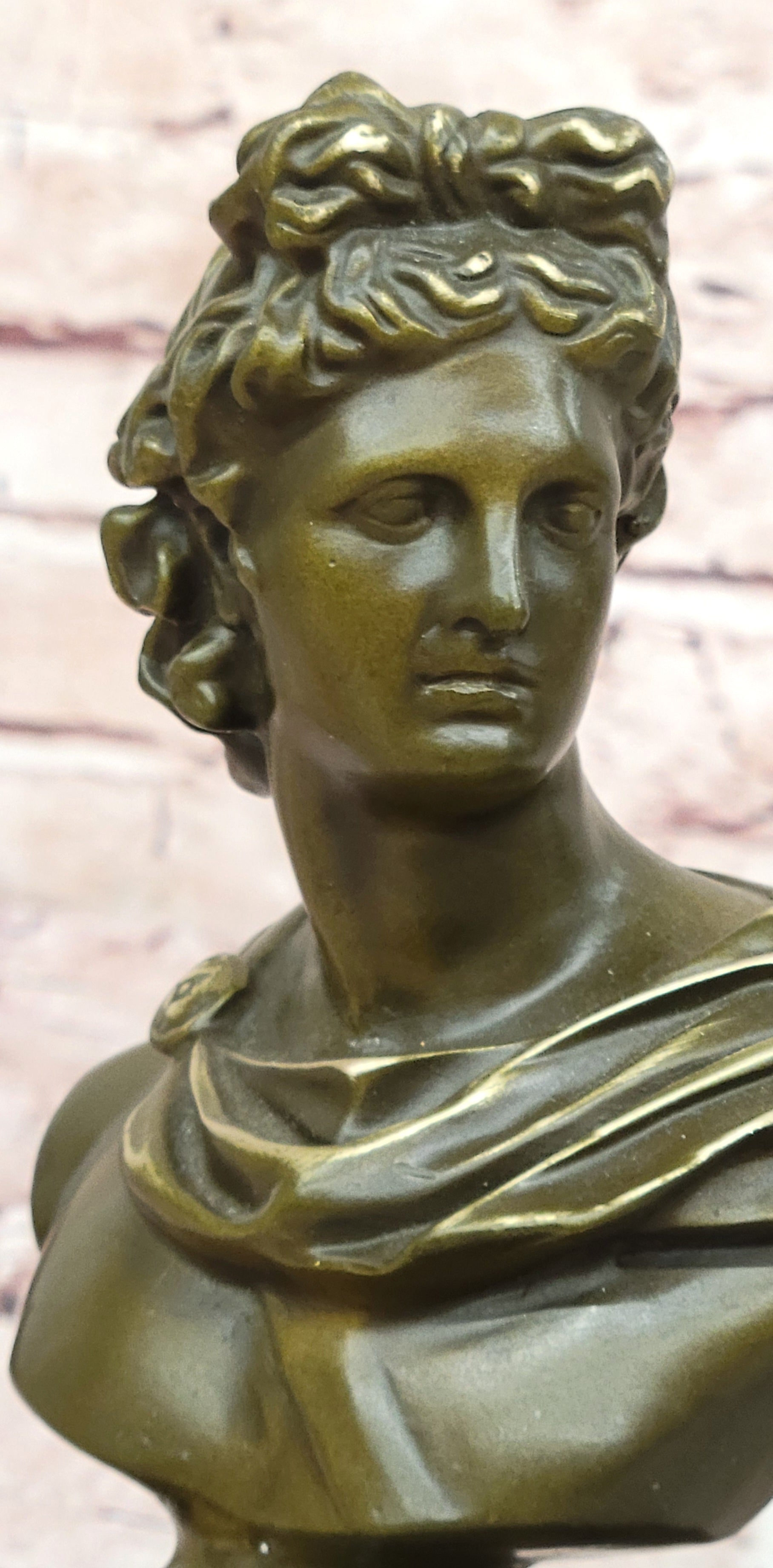 Neoclassical Bronze Sculpture Bust Apollo Signed Milo Original Artwork Figurine Statue