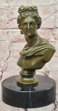 Neoclassical Bronze Sculpture Bust Apollo Signed Milo Original Artwork Figurine Statue