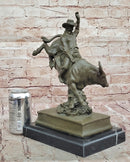 Bronze Bull Rider Sculpture on Marble Base
