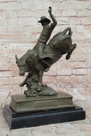 Bronze Bull Rider Sculpture on Marble Base