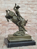 Bronze Bull Rider Sculpture on Marble Base
