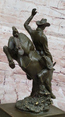 Bronze Bull Rider Sculpture on Marble Base