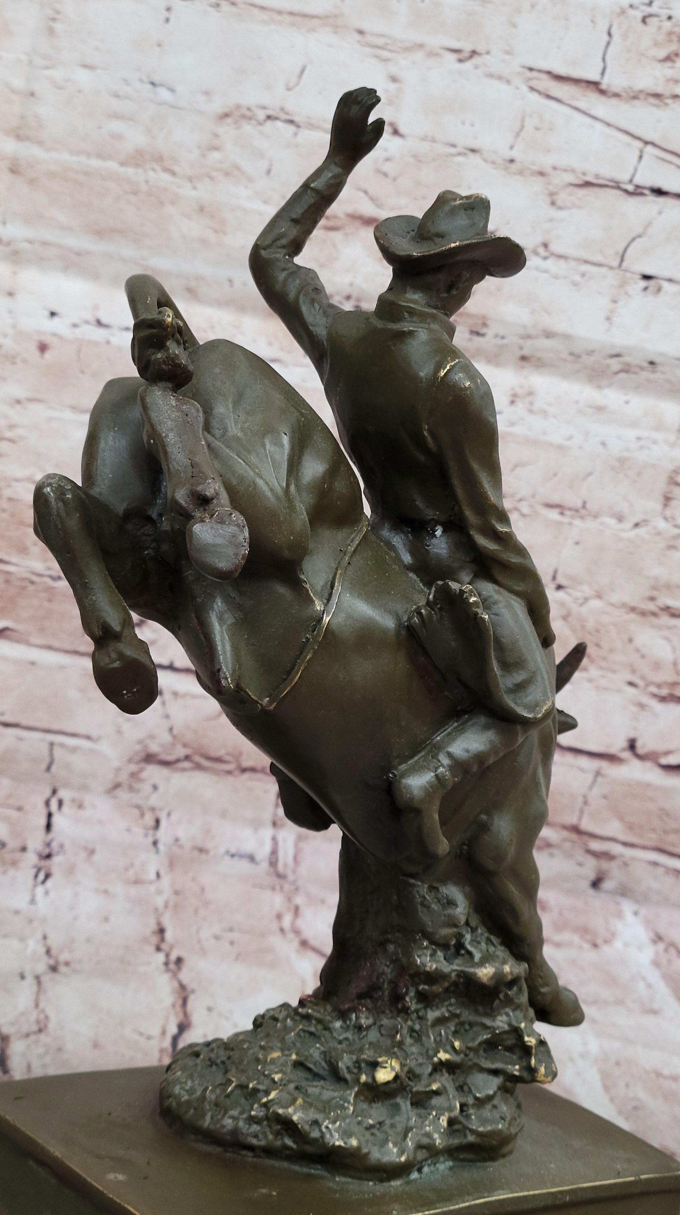 Bronze Bull Rider Sculpture on Marble Base