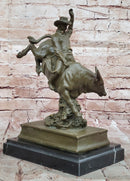 Bronze Bull Rider Sculpture on Marble Base