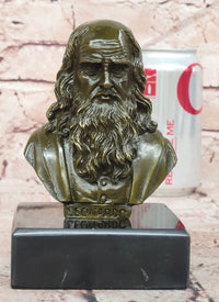 Signed Original Fisher Leonardo da Vinci Master Painter Bust Genuine Bronze Sculpture