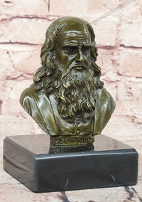 Signed Original Fisher Leonardo da Vinci Master Painter Bust Genuine Bronze Sculpture